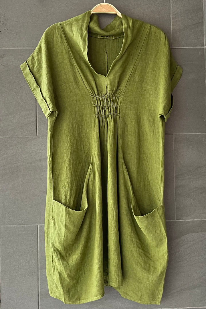 Meo Linen Pocket Dress (Fern Green)