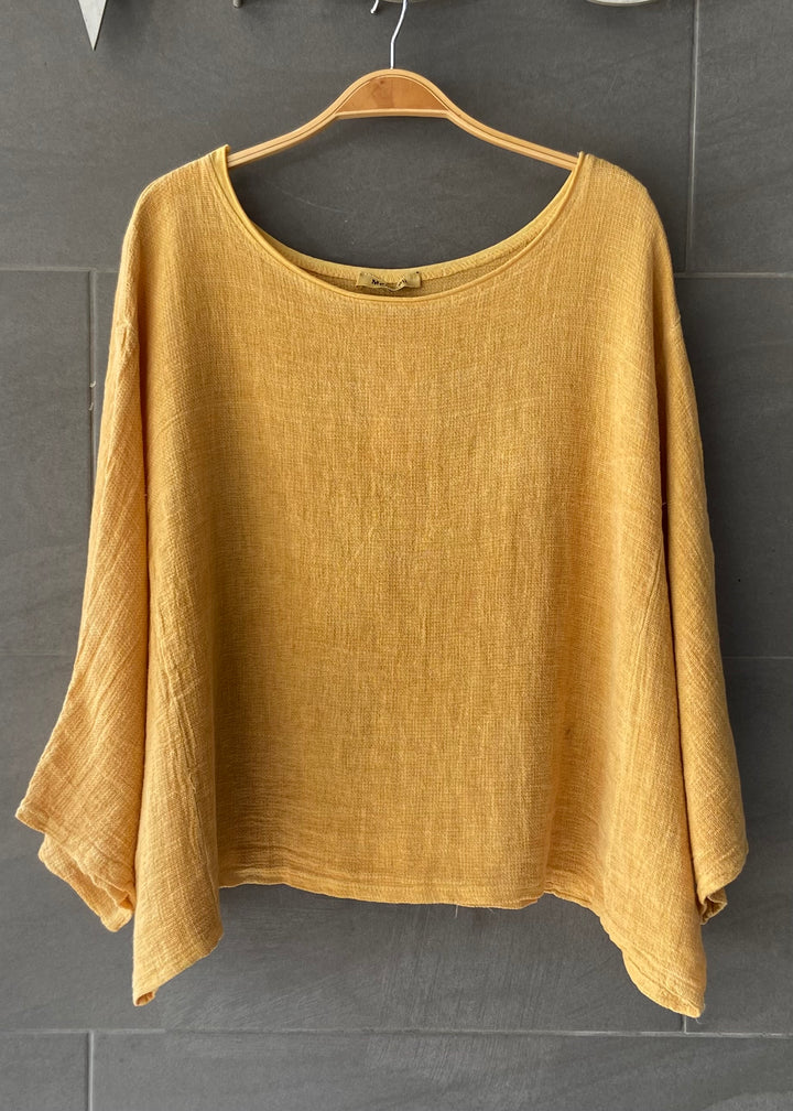 Meo Linen Boxy Dolman Tee (Mustard)
