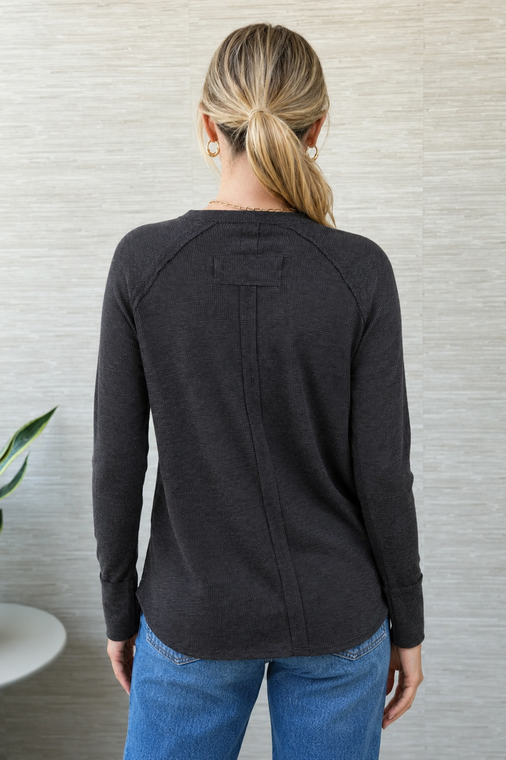 Zen Relaxed Waffle Top (Charcoal)