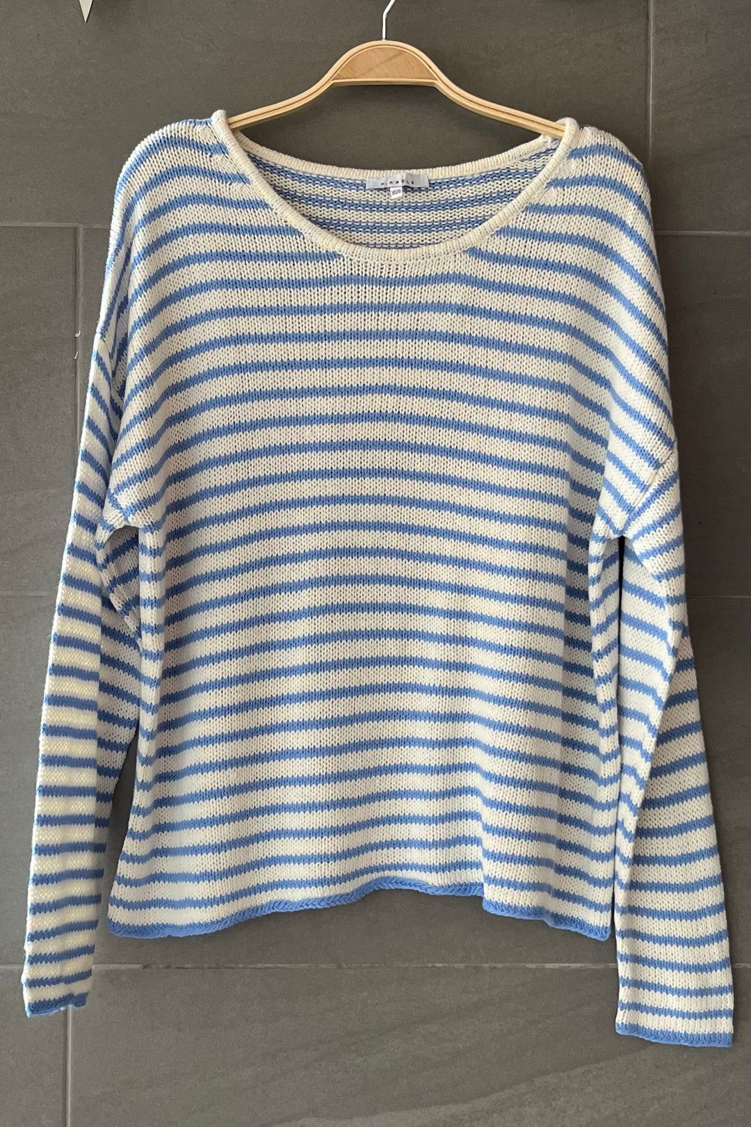 My Cozy Seraphina Striped Sweater (Cream/Sky Blue)