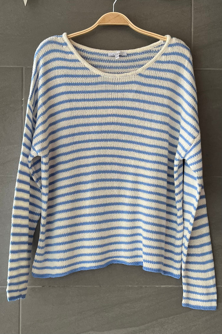 My Cozy Seraphina Striped Sweater (Cream/Sky Blue)