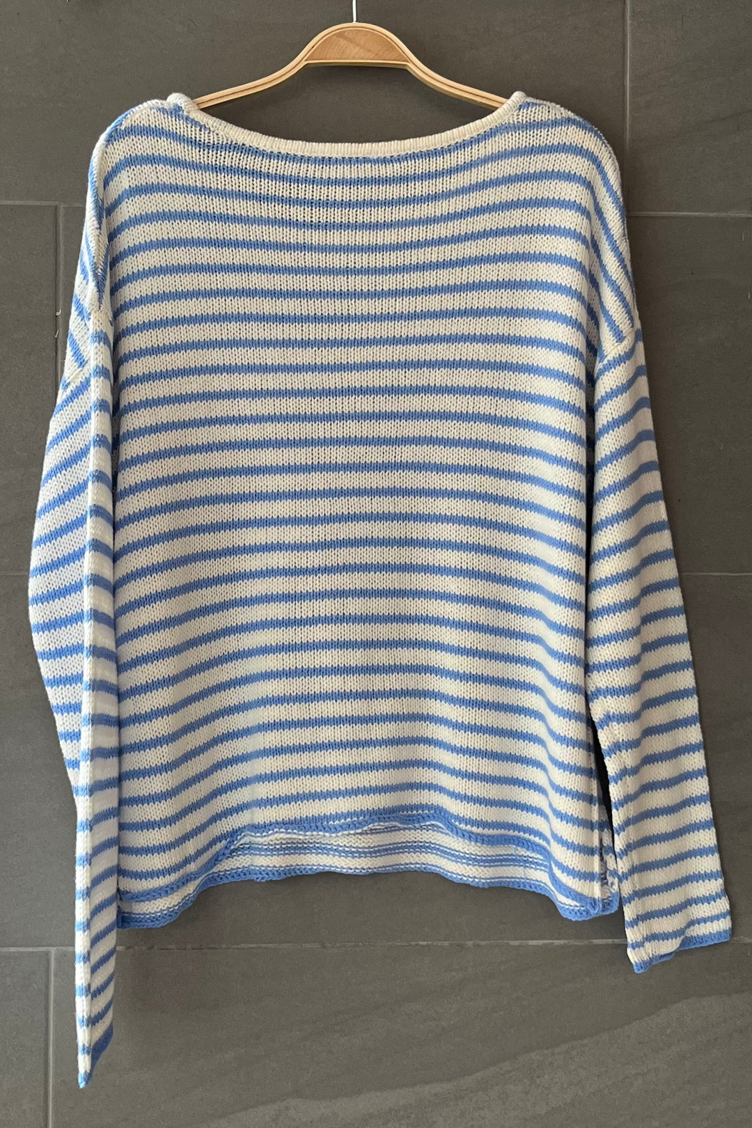 My Cozy Seraphina Striped Sweater (Cream/Sky Blue)