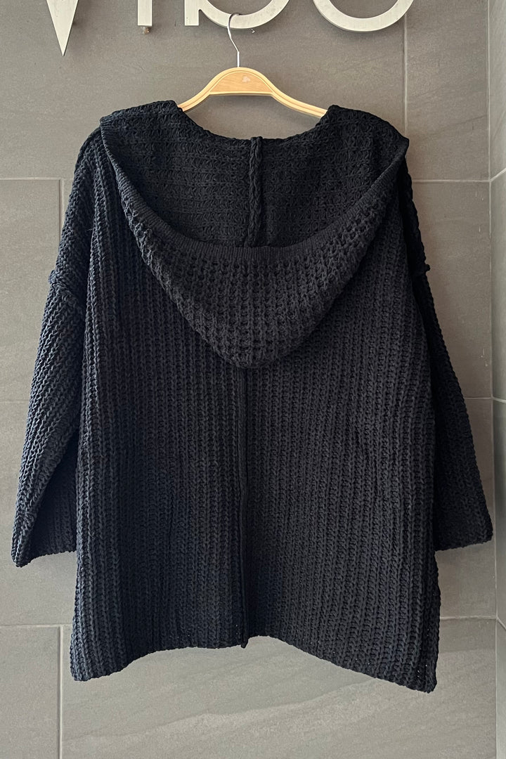 My Cozy Chenille Knit Cardigan (Black)