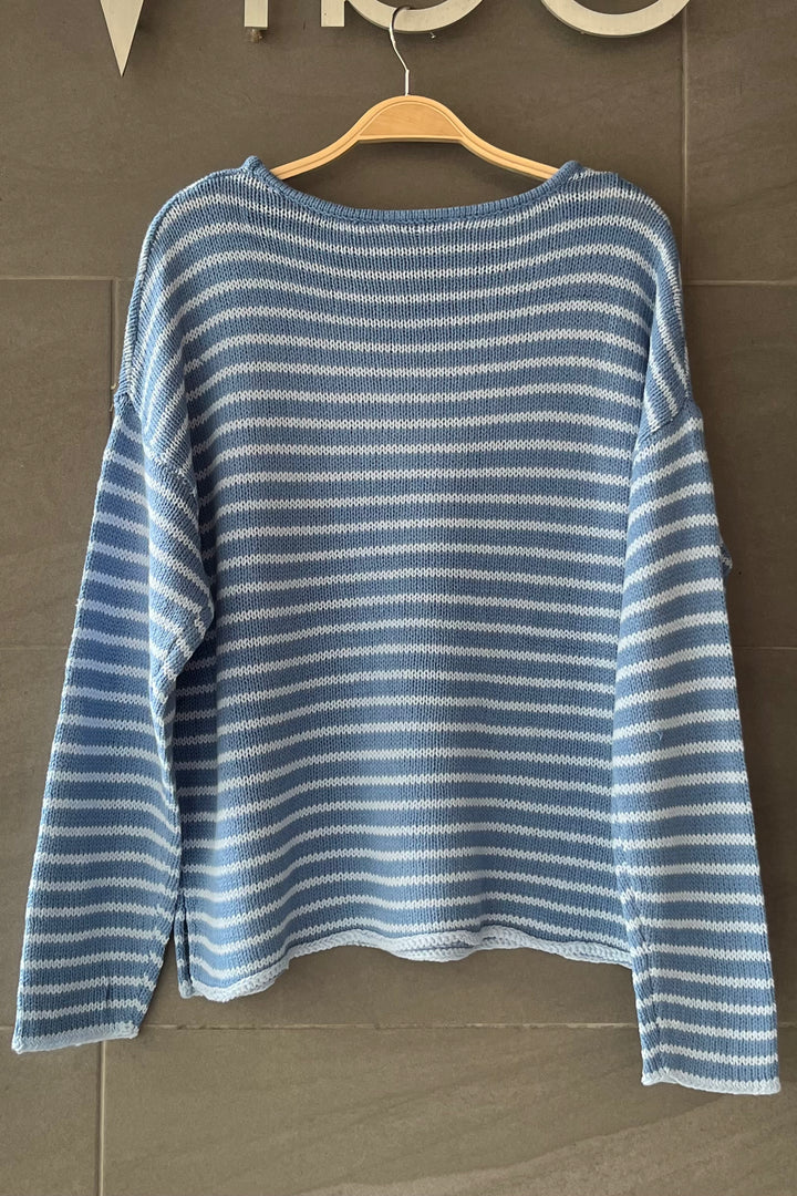 My Cozy Seraphina Striped Sweater (Blue/Grey)
