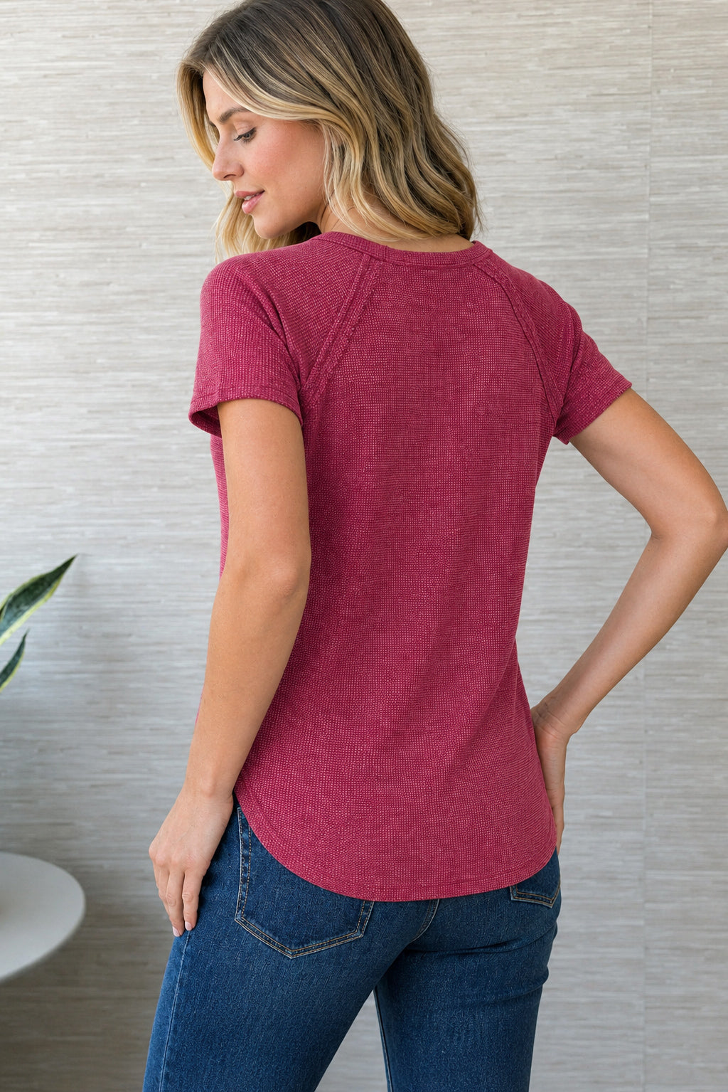 Zen Everyday Waffle Tee (Cabernet)