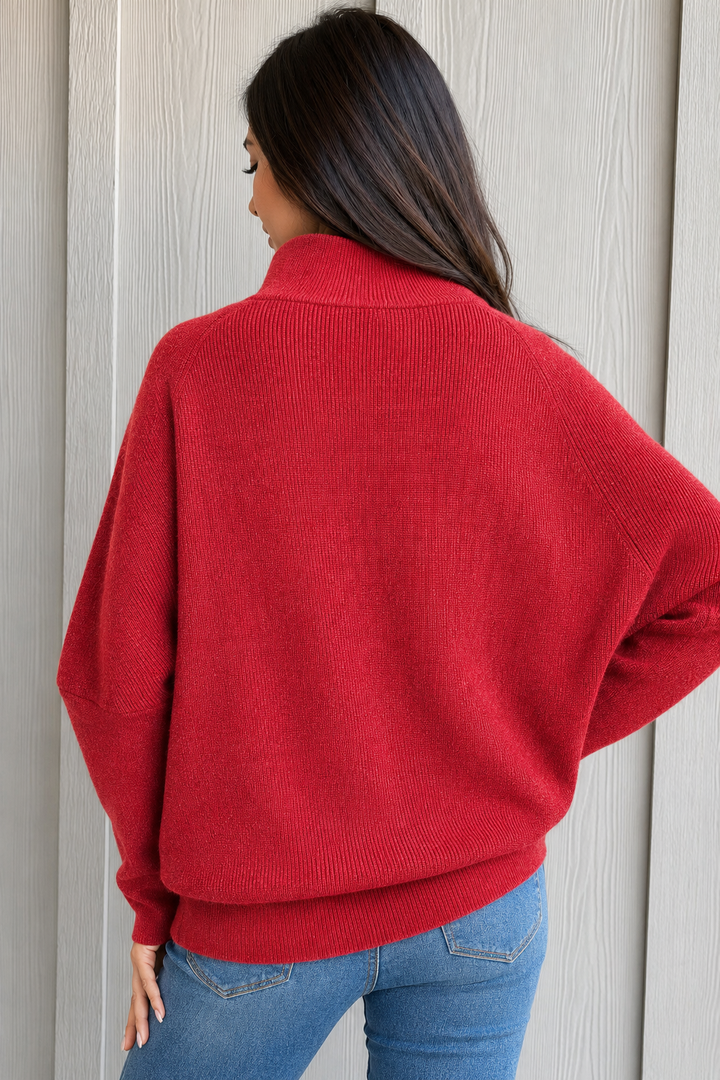 Zen Rib Dolman Sweater (Heather Cranberry)