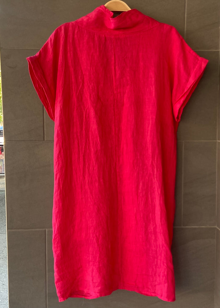 Meo Linen Pocket Dress (Raspberry)