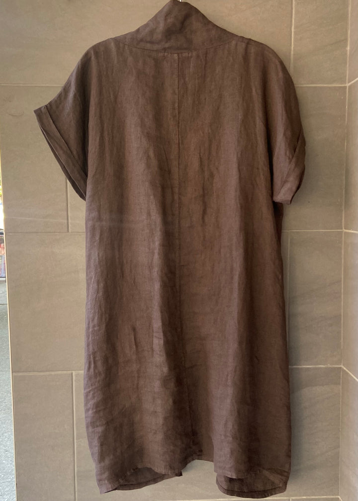 Meo Linen Pocket Dress (Dark Chocolate)