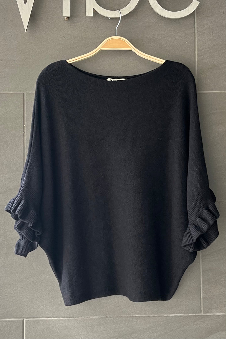 Meo Knit Flutter Sweater (Black)