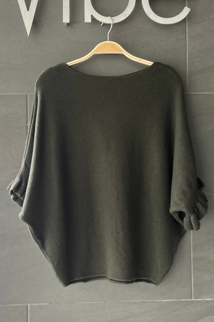 Meo Knit Flutter Sweater (Olive)