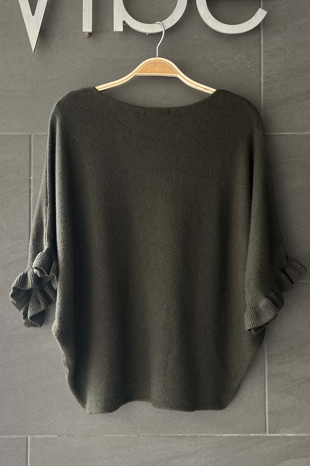Meo Knit Flutter Sweater (Olive)