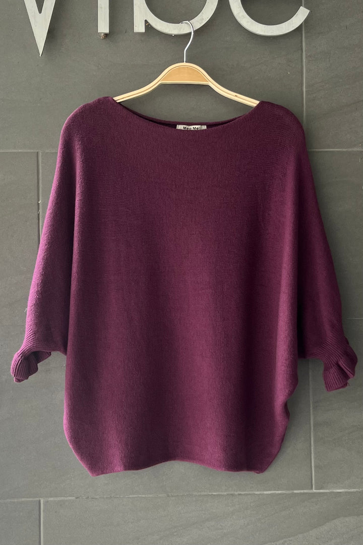 Meo Knit Flutter Sweater (Plum)