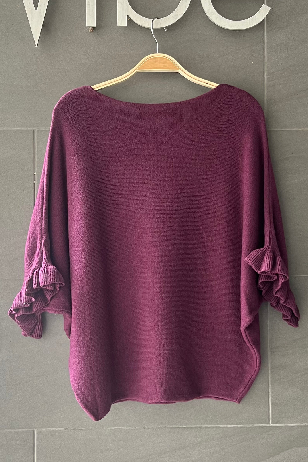 Meo Knit Flutter Sweater (Plum)
