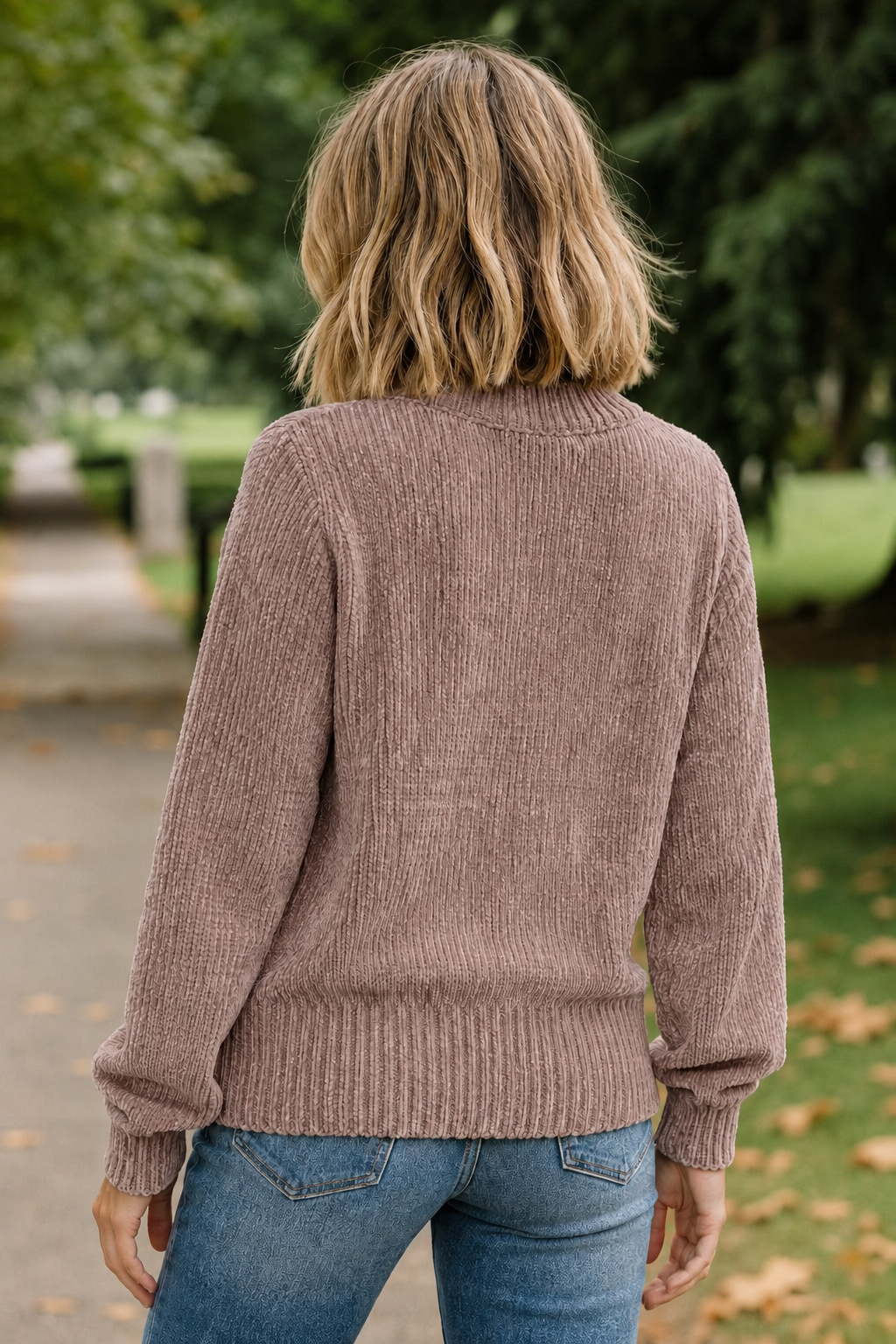 Zen Chenille Rib Sweater (Heather Mocha)