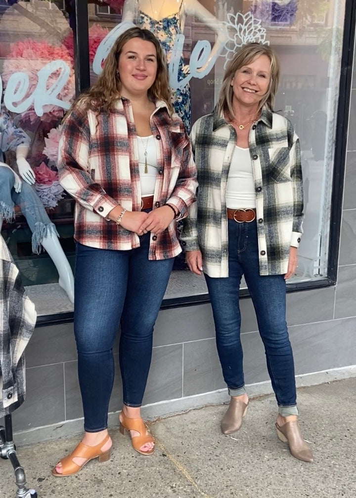 Zen Oversized Plaid Shacket (Olive)