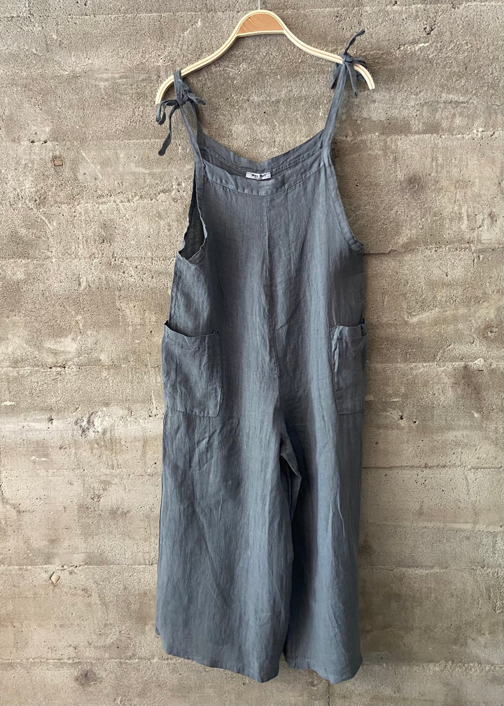 Lighter Days Linen Jumpsuit (Stone Grey)