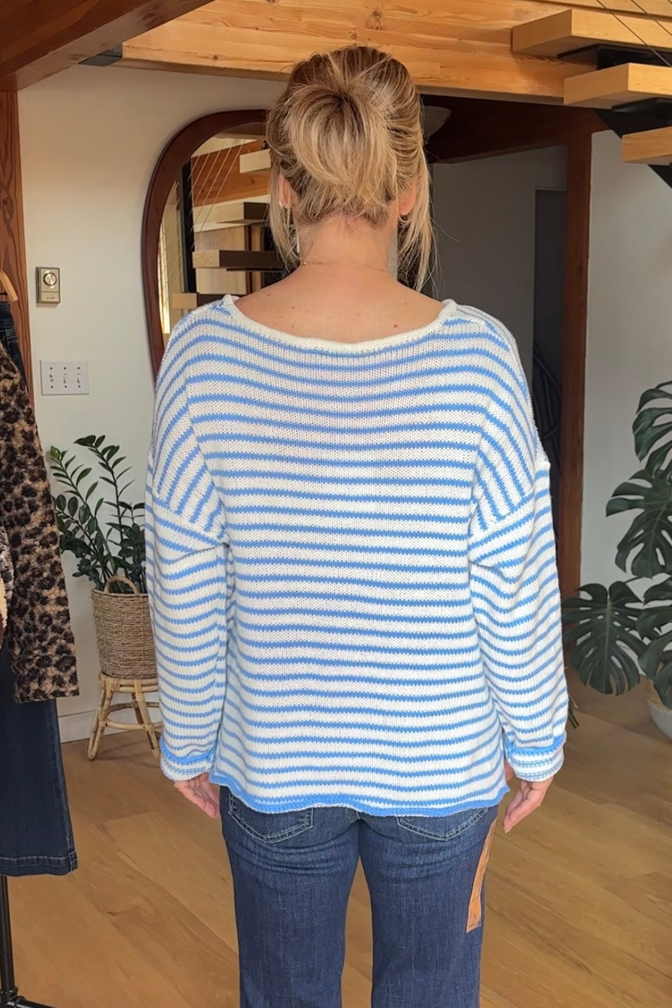 My Cozy Seraphina Striped Sweater (Cream/Sky Blue)