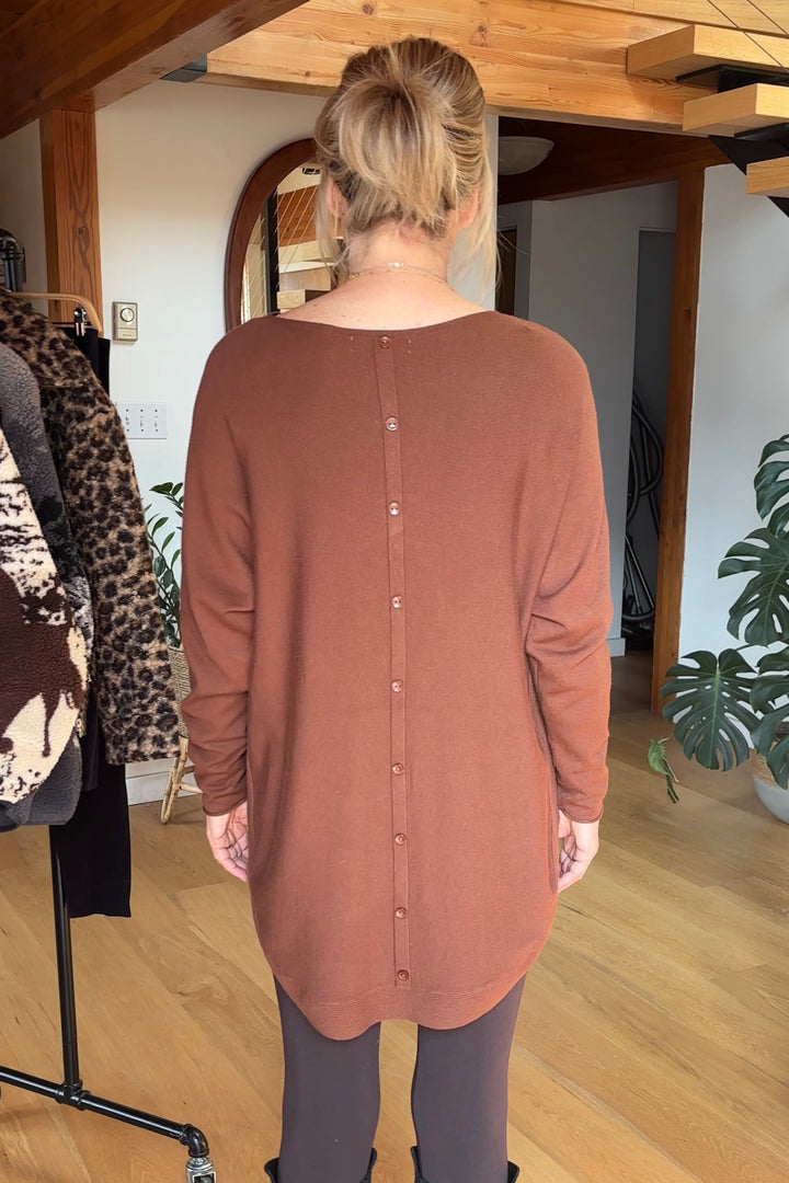 Meo Oversized Button Sweater (Coffee)