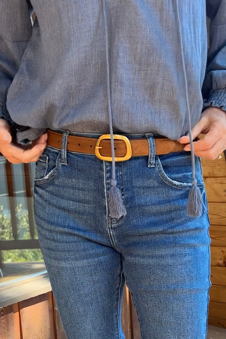 Most Wanted Suede Leather Belt (Caramel)