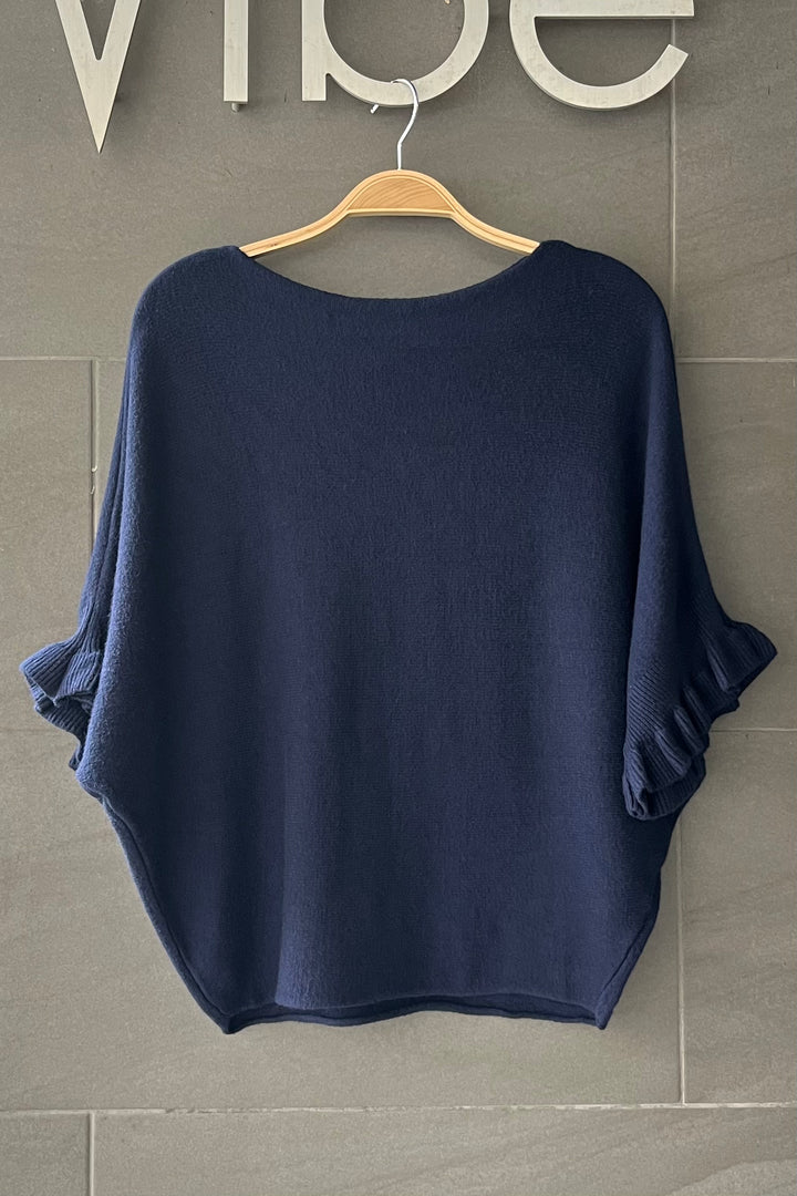 Meo Knit Flutter Sweater (Navy)