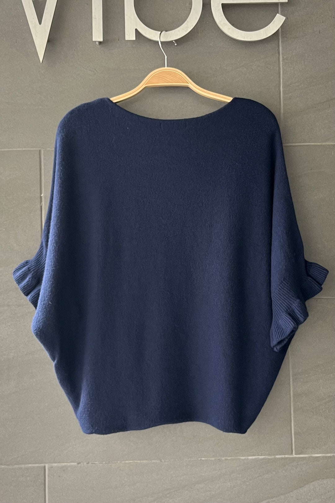 Meo Knit Flutter Sweater (Navy)