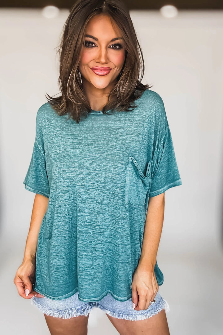 Zen Oversized Burnout Tee (Dusty Teal)