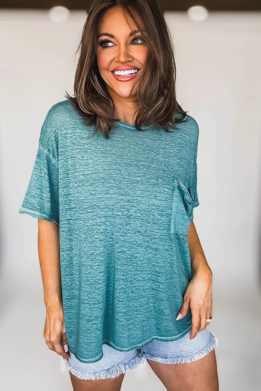 Zen Oversized Burnout Tee (Dusty Teal)