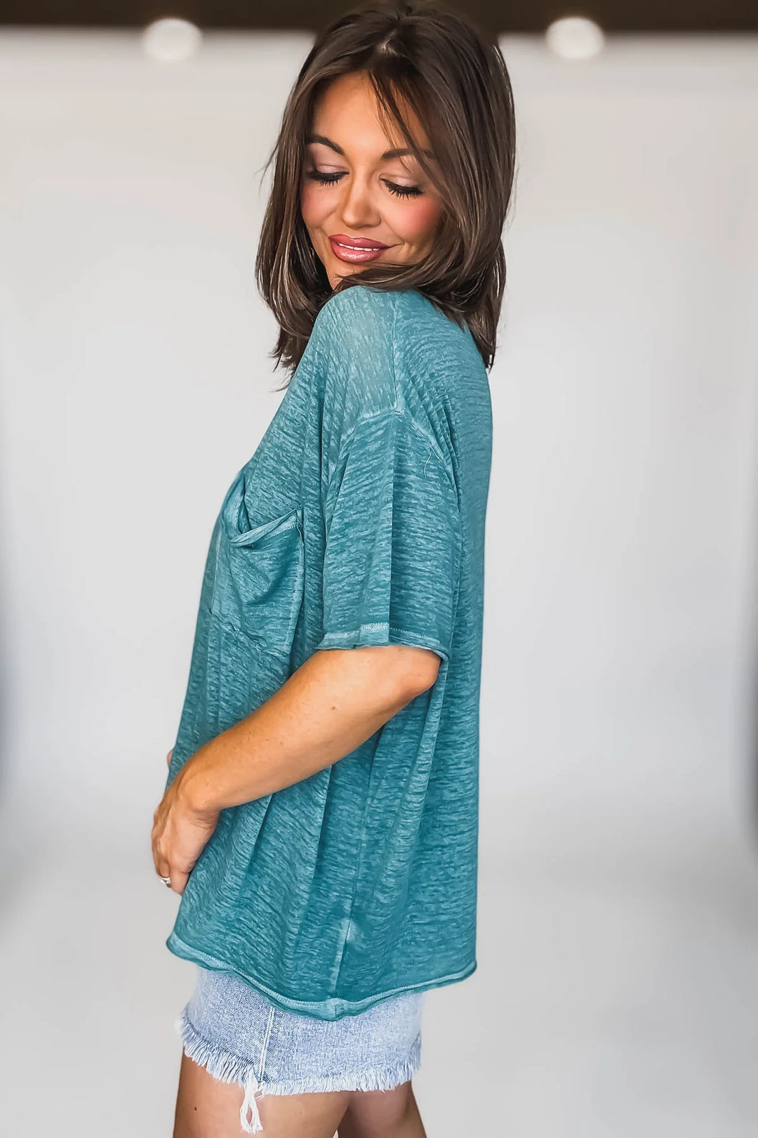 Zen Oversized Burnout Tee (Dusty Teal)
