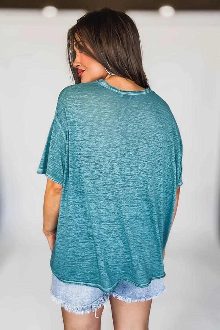 Zen Oversized Burnout Tee (Dusty Teal)