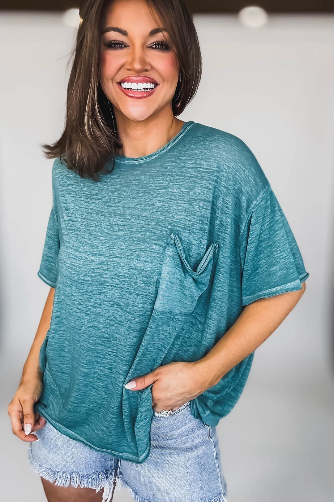 Zen Oversized Burnout Tee (Dusty Teal)
