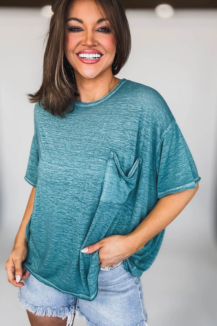 Zen Oversized Burnout Tee (Dusty Teal)