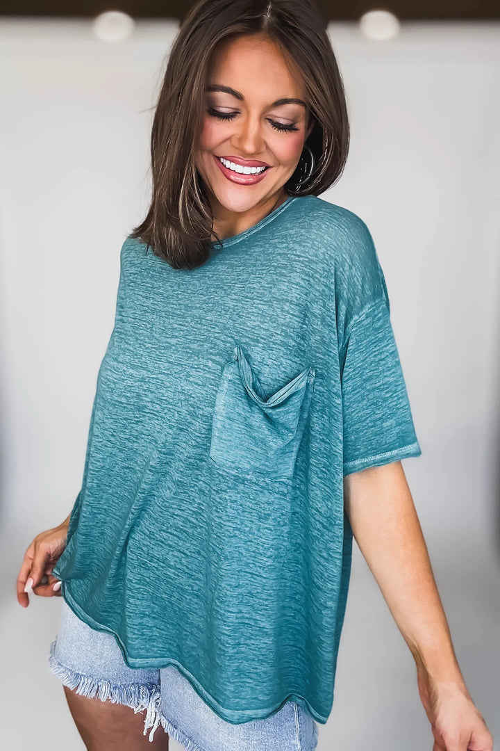 Zen Oversized Burnout Tee (Dusty Teal)