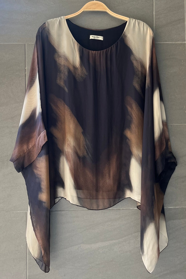 Jackie Silk Blouse (Black Tie Dye)