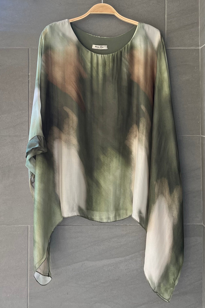 Jackie Silk Blouse (Army Green)