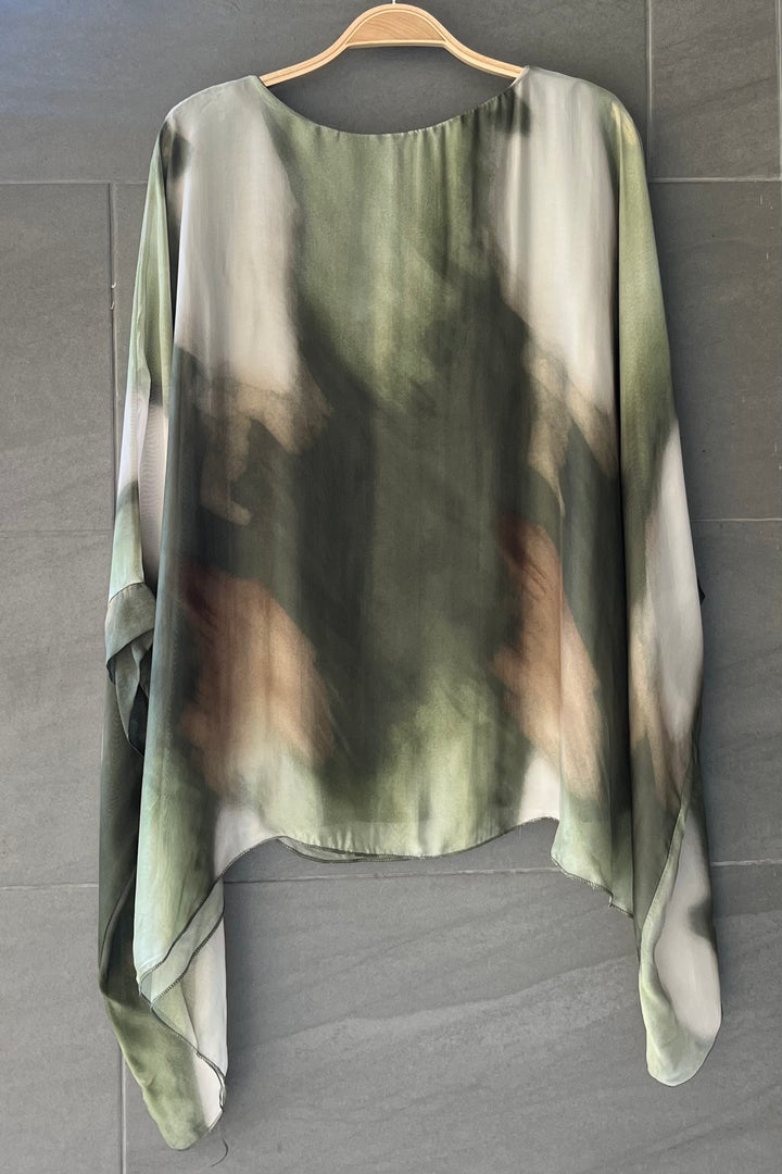 Jackie Silk Blouse (Army Green)