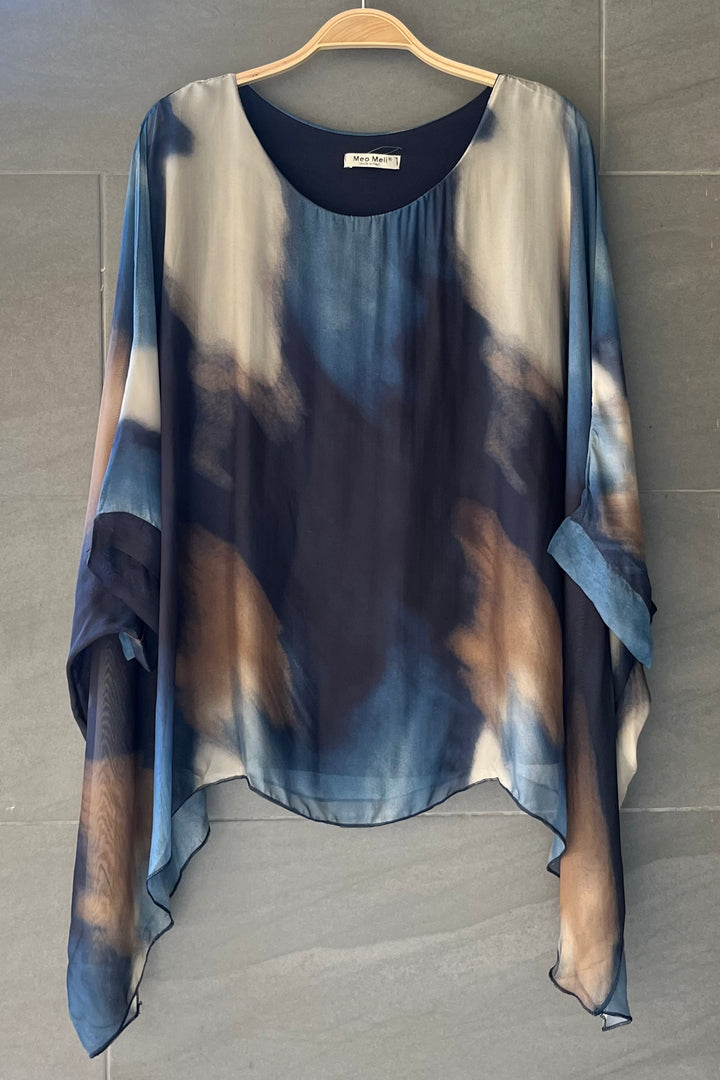 Jackie Silk Blouse (Dark Denim)