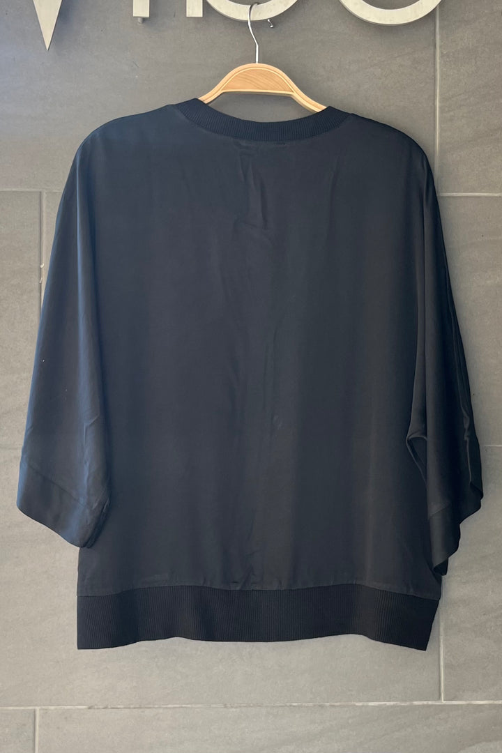 Meo Satin Button Cardi (Black)