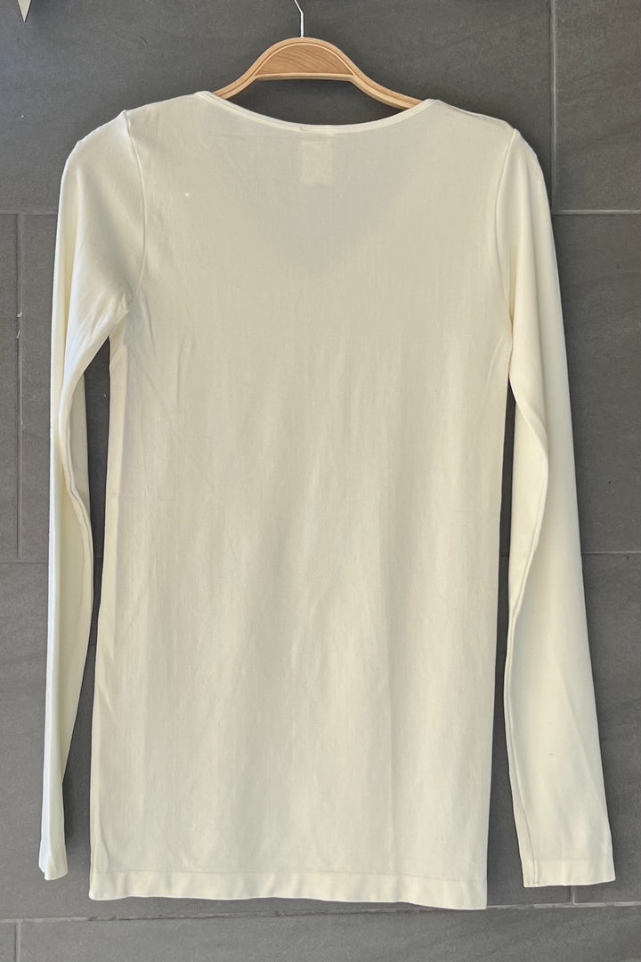 Bamboo Layering V Neck Top (Ivory)