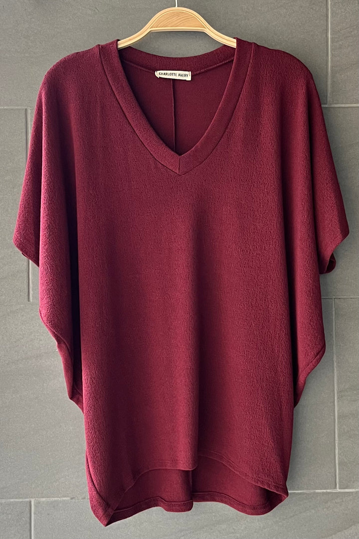 Jolie Slouchy Dolman Tee (Burgundy)