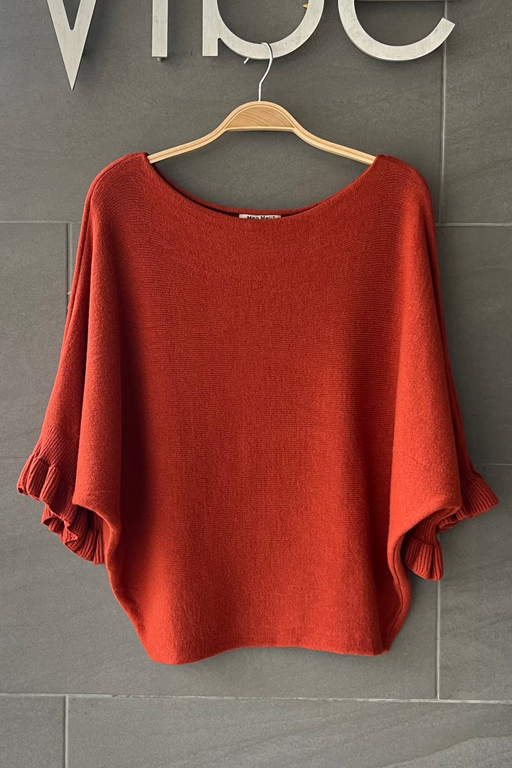 Meo Knit Flutter Sweater (Rust)