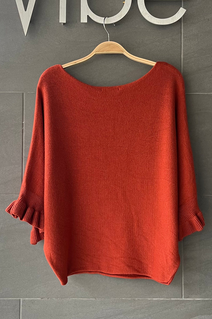 Meo Knit Flutter Sweater (Rust)