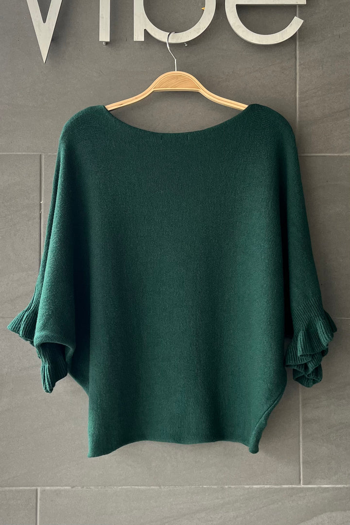 Meo Knit Flutter Sweater (Forest Green)