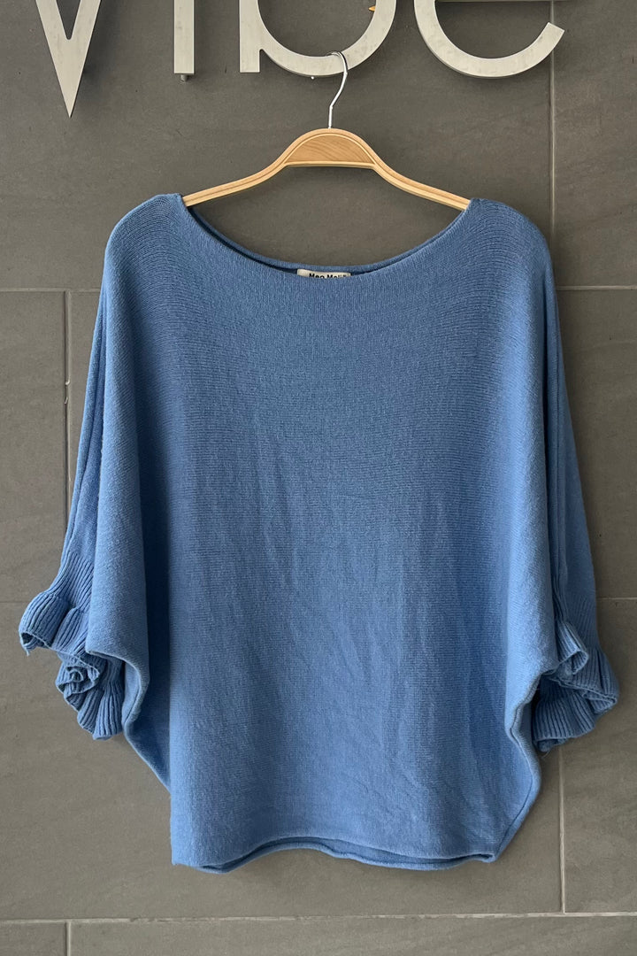 Meo Knit Flutter Sweater (Denim)