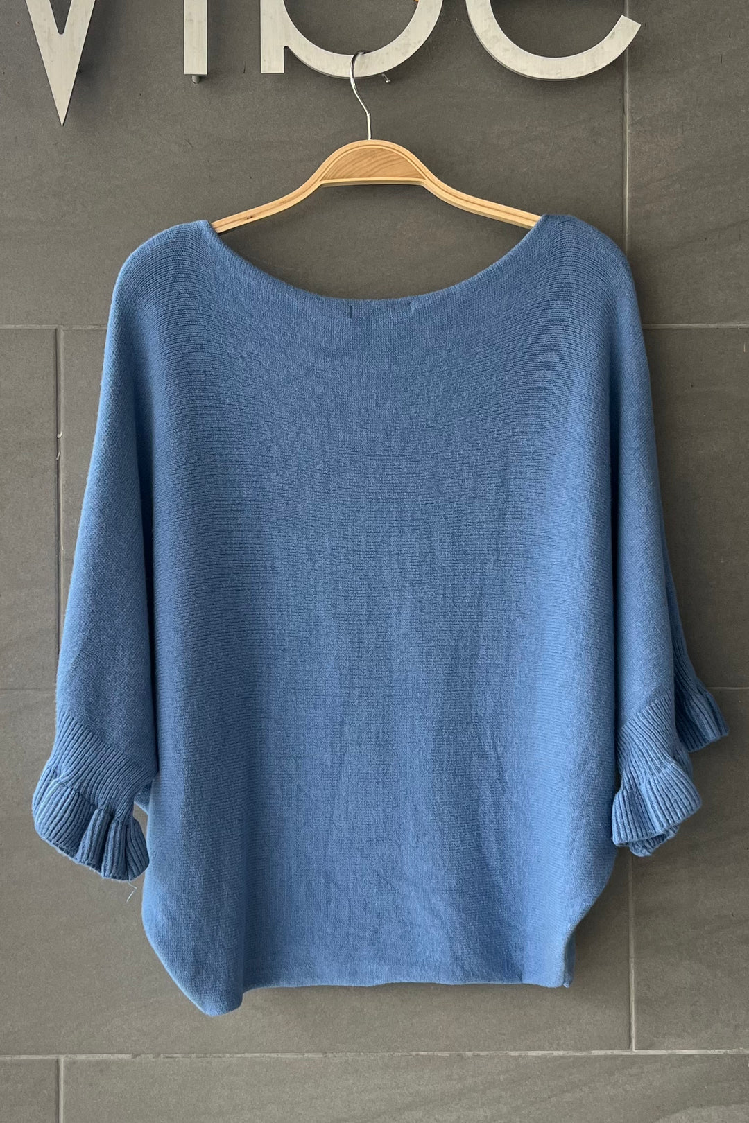 Meo Knit Flutter Sweater (Denim)