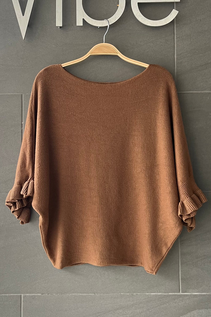 Meo Knit Flutter Sweater (Tobacco)