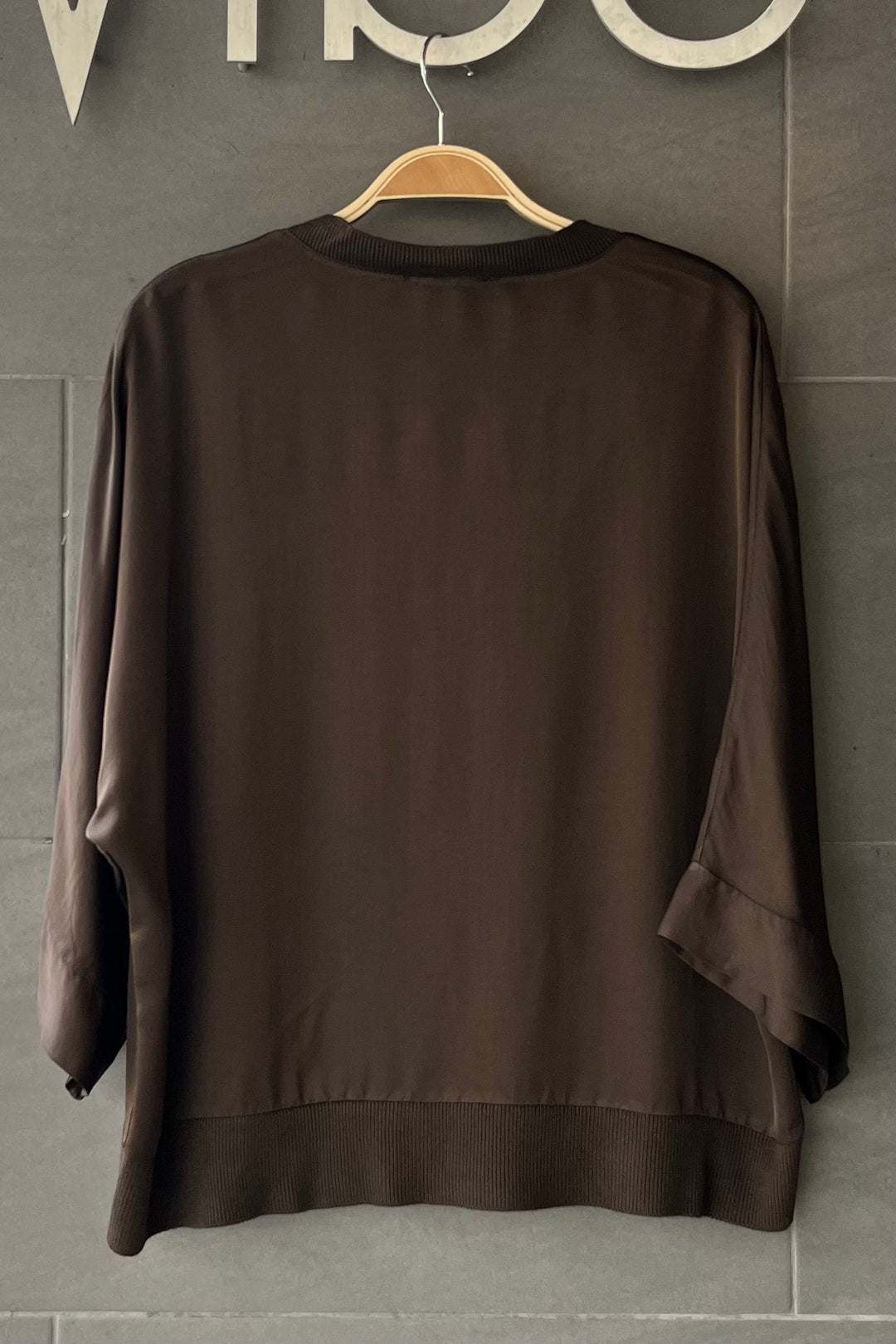 Meo Satin Button Cardi (Dark Brown)