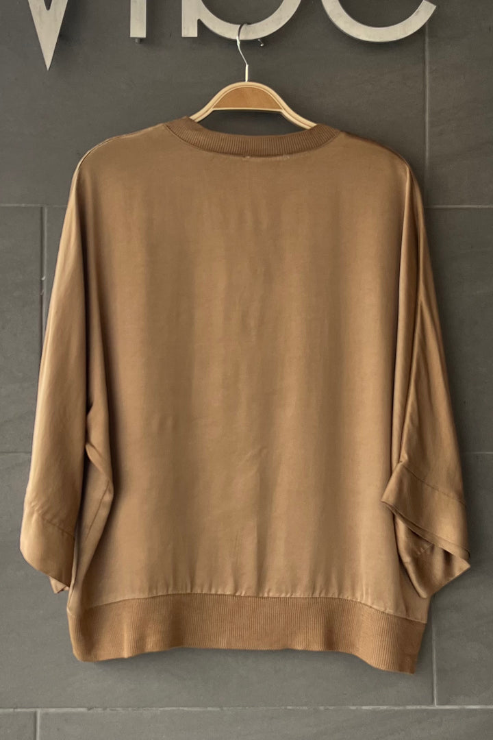 Meo Satin Button Cardi (Camel)