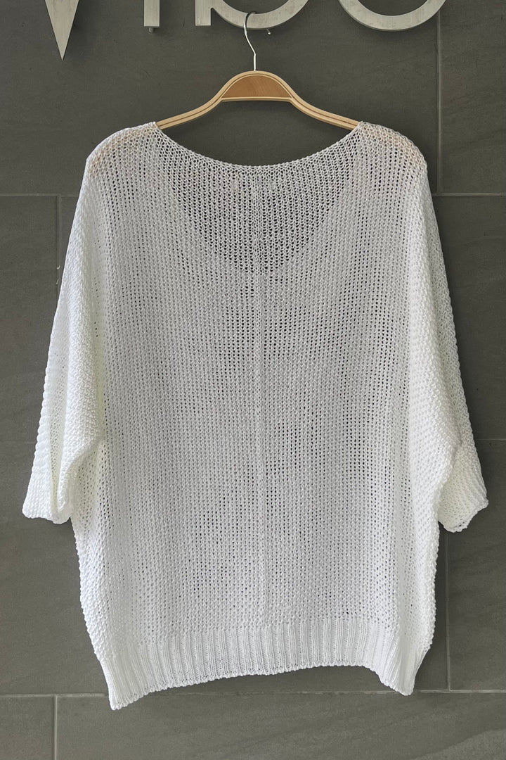Meo Loose Knit Sweater (White)