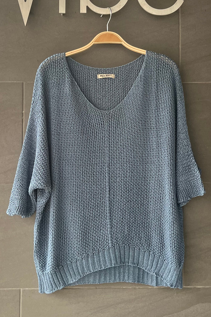 Meo Loose Knit Sweater (Denim)