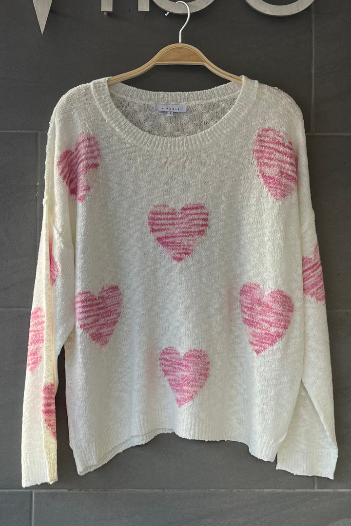 My Cozy Be My Valentine Sweater (Ivory/Pink)